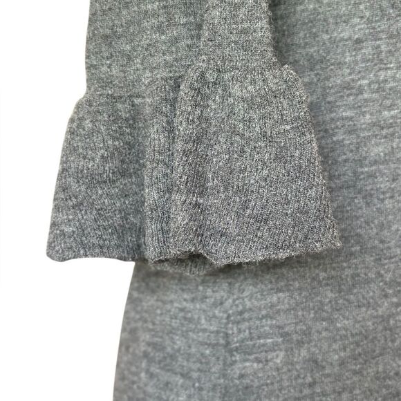 Free People Wool Mini Dress Ruffle Cuffs and Hem Scoop Neck Womens Large Gray - Picture 4 of 8